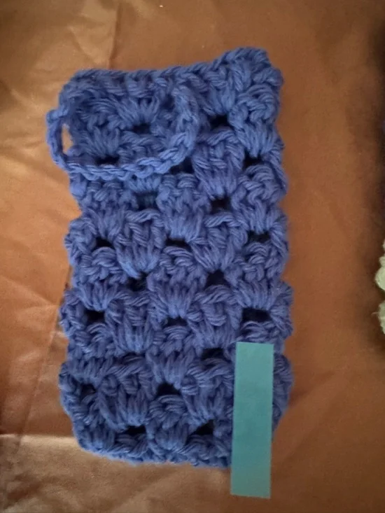 Handmade  Crochet Soap Saver Scrubbie Pouch - Blue - Picture 4 of 4